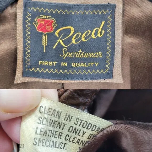 70s Leather Jacket Mottled Crackle Brown Duster Blazer Button Hippy Streetwear L - Picture 4 of 14